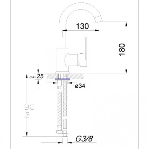 Mina Tek Gövde Lavabo Bataryası Gri